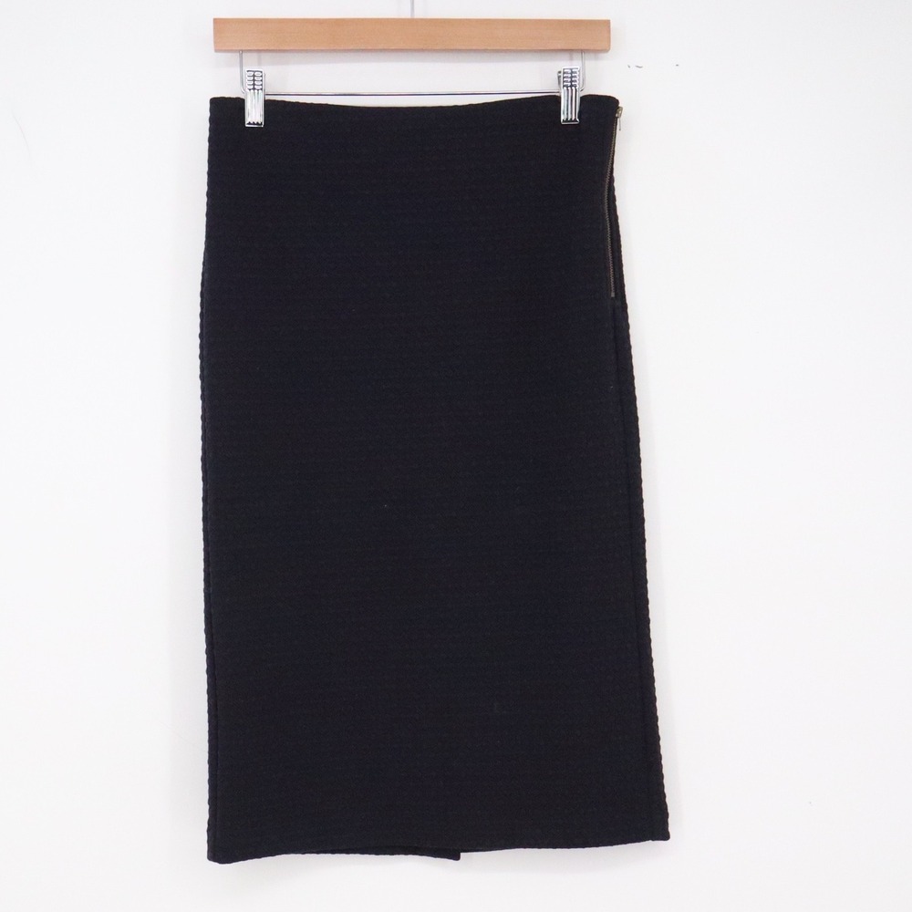 LOFT Skirt Womens S Pencil Black Diamond Texture Side Zip Stretch Excellent